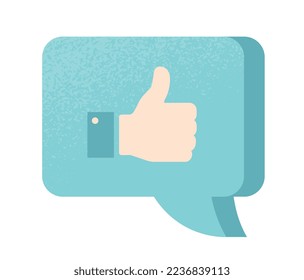 Blue like icon. Sticker for social networks and messengers. Reaction and approval, graphic element for communication and interaction on internet. Poster or banner. Cartoon flat vector illustration