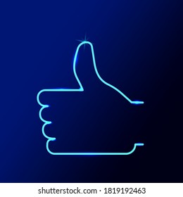 Blue like. Thumb up. Seal of approval. Sign from a social network. Vector illustration.
