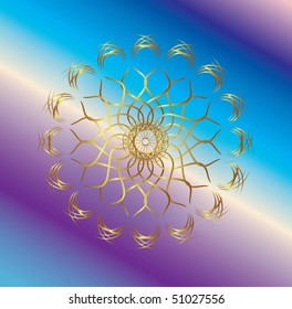 blue and lilac  background with a gold pattern.Vector