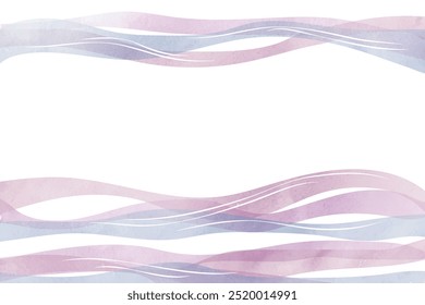 banner de linha de aquarela lilás azul. padrão de ondas. Curvas de textura transparentes.