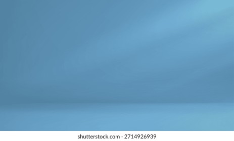 Blue limbo background. Abstract studio room. Blue podium for product presentation. Empty base scene with light. Vector realistic illustration