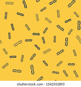 Blue line 3D cinema glasses icon isolated seamless pattern on yellow background.  Vector Illustration