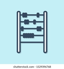 Blue line Abacus icon isolated on blue background. Traditional counting frame. Education sign. Mathematics school.  Vector Illustration