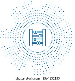 Blue line Abacus icon isolated on white background. Traditional counting frame. Education sign. Mathematics school. Abstract circle random dots. Vector Illustration