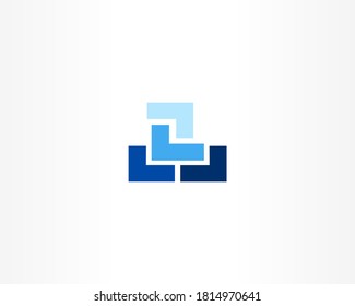 Blue Line Absract Logo Design vector Illustration