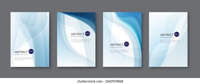 Blue line abstract set background. Vector illustration.