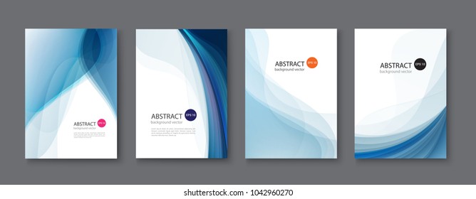 Blue line abstract set background. Vector illustration.