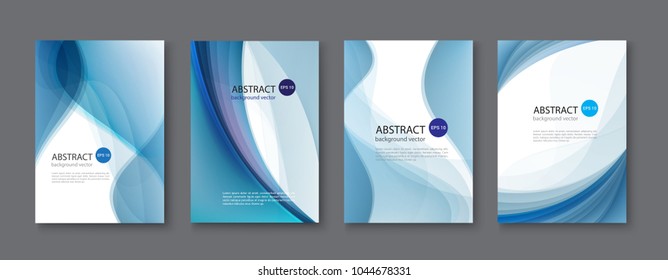 Blue line abstract set background. Vector illustration.