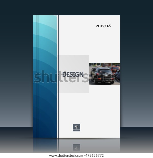 Blue line ad texture. Abstract cover design. Auto\
image. Creative binder model. Catalog mockup. Urban city car road\
icon banner. White a4 brochure title sheet. Flyer font. Vertical\
stripe figure theme