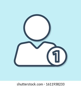 Blue line Add to friend icon isolated on blue background.  Vector Illustration