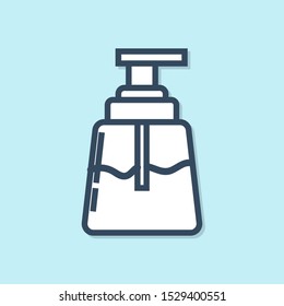 Blue line Aftershave icon isolated on blue background. Cologne spray icon. Male perfume bottle.  Vector Illustration