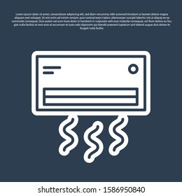 Blue line Air conditioner icon isolated on blue background. Split system air conditioning. Cool and cold climate control system.  Vector Illustration