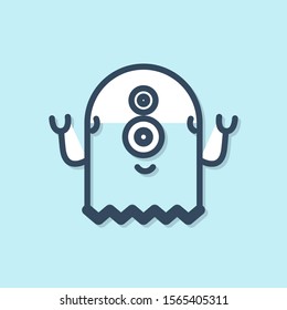 Blue line Alien icon isolated on blue background. Extraterrestrial alien face or head symbol.  Vector Illustration