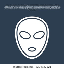 Blue line Alien icon isolated on blue background. Extraterrestrial alien face or head symbol.  Vector