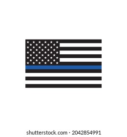 blue line American country flag vector icon for websites and print