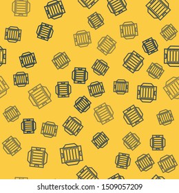 Blue line American football field icon isolated seamless pattern on yellow background.  Vector Illustration