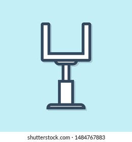 Blue line American football goal post icon isolated on blue background.  Vector Illustration
