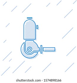 Blue line Angle grinder icon isolated on white background.  Vector Illustration
