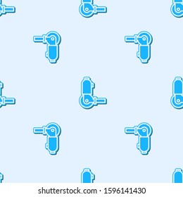 Blue line Angle grinder icon isolated seamless pattern on grey background.  Vector Illustration