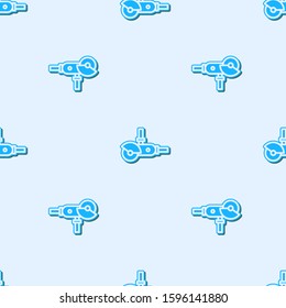 Blue line Angle grinder icon isolated seamless pattern on grey background.  Vector Illustration