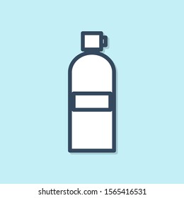 Blue line Aqualung icon isolated on blue background. Oxygen tank for diver. Diving equipment. Extreme sport. Diving underwater equipment.  Vector Illustration