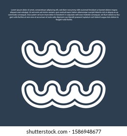 Blue line Aquarius zodiac sign icon isolated on blue background. Astrological horoscope collection.  Vector Illustration