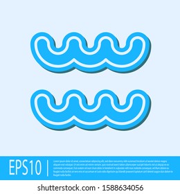 Blue line Aquarius zodiac sign icon isolated on grey background. Astrological horoscope collection.  Vector Illustration