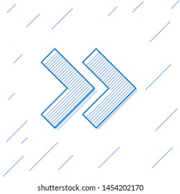 Blue line Arrow icon isolated on white background. Direction Arrowhead symbol. Navigation pointer sign.  Vector Illustration