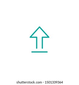 blue line arrow up icon. Isolated on white. Upload icon.  Upgrade sign. North pointing arrow.