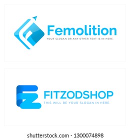 Blue line art arrow initial F Z combination mark logo design vector concept suitable for business marketing technology navigation