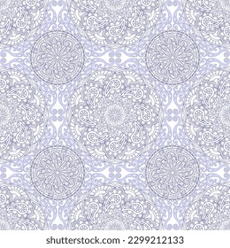 Azul, arte de línea, patrón ornamental de estilo boho, patrones de mandala sobre fondo blanco. Patrón floral sin foco-254.