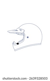 Blue line art drawing full face helmet Mockup.Helmet sport coloring page