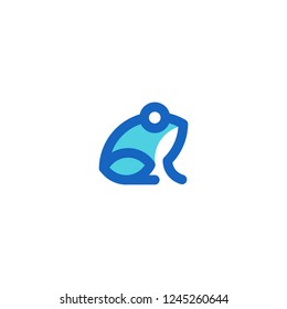 Blue Line Art Frog Logo Design Vector