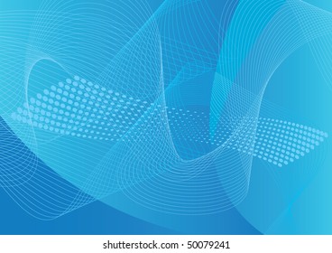 Blue line art and halftone background