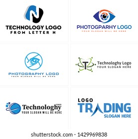 Blue line art logo design icon combine eye and lens camera with people suitable for technology software financial markets trending photography