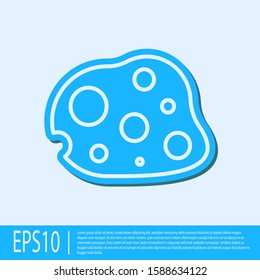 Blue line Asteroid icon isolated on grey background.  Vector Illustration