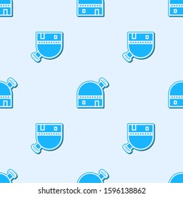 Blue line Astronomical observatory icon isolated seamless pattern on grey background.  Vector Illustration