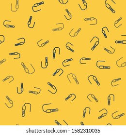 Blue line Audio jack icon isolated seamless pattern on yellow background. Audio cable for connection sound equipment. Plug wire. Musical instrument.  Vector Illustration