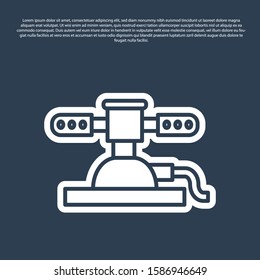 Blue line Automatic irrigation sprinklers icon isolated on blue background. Watering equipment. Garden element. Spray gun icon.  Vector Illustration
