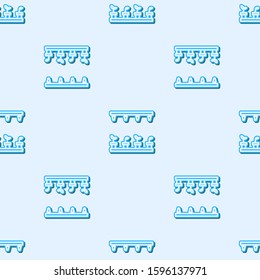 Blue line Automatic irrigation sprinklers icon isolated seamless pattern on grey background. Watering equipment. Garden element. Spray gun icon.  Vector Illustration