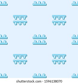 Blue line Automatic irrigation sprinklers icon isolated seamless pattern on grey background. Watering equipment. Garden element. Spray gun icon.  Vector Illustration