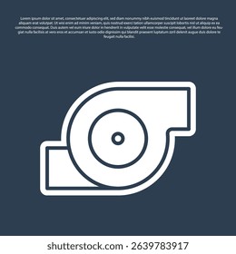 Blue line Automotive turbocharger icon isolated on blue background. Vehicle performance turbo. Turbo compressor induction.  Vector