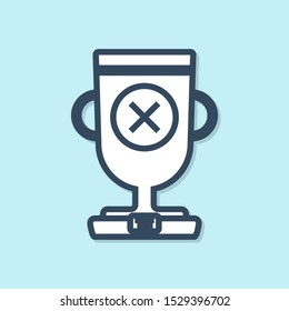 Blue line Award cup icon isolated on blue background. Winner trophy symbol. Championship or competition trophy. Sports achievement sign.  Vector Illustration