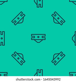 Blue line Baby absorbent diaper icon isolated seamless pattern on green background.  Vector Illustration