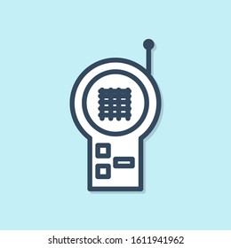Blue line Baby Monitor Walkie Talkie icon isolated on blue background.  Vector Illustration