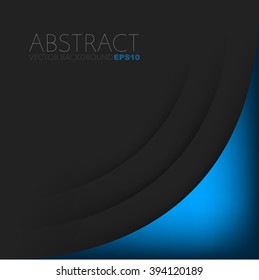 Blue line background vector with black overlap paper layer on black space for text and message design