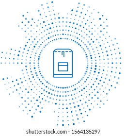 Blue line Backpack icon isolated on white background. Diving underwater equipment. Abstract circle random dots. Vector Illustration