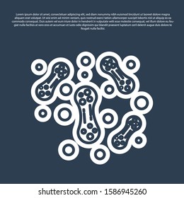 Blue line Bacteria icon isolated on blue background. Bacteria and germs, microorganism disease causing, cell cancer, microbe, virus, fungi.  Vector Illustration