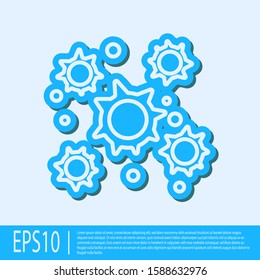Blue line Bacteria icon isolated on grey background. Bacteria and germs, microorganism disease causing, cell cancer, microbe, virus, fungi.  Vector Illustration