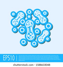 Blue line Bacteria icon isolated on grey background. Bacteria and germs, microorganism disease causing, cell cancer, microbe, virus, fungi.  Vector Illustration